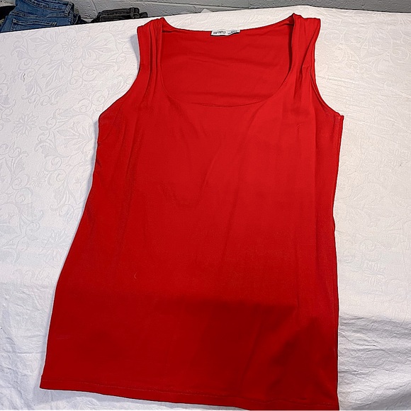 Zara Tops - Zara Square Neck Lined Tank Solid Basics Medium Bright Firetruck Red Stretchy M